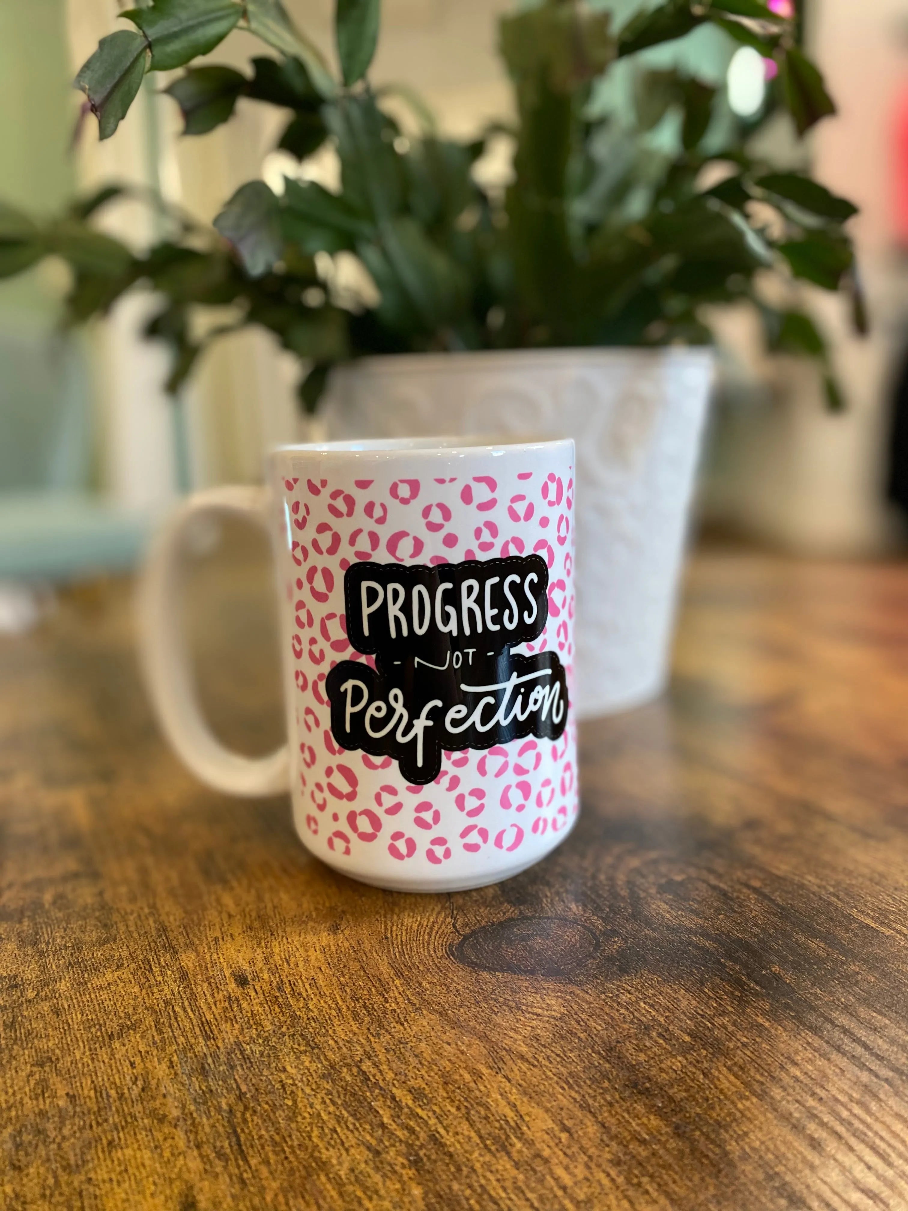 Shop Progress Not Perfection | Ceramic Coffee Mug 15oz- at Ruby Joy Boutique, a Women's Clothing Store in Pickerington, Ohio