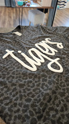 Shop Puff Print Script Mascot Leopard Print Tee- at Ruby Joy Boutique, a Women's Clothing Store in Pickerington, Ohio