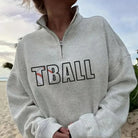 Shop Quarter-Zip Embroidered Sports Sweatshirt-S at Ruby Joy Boutique, a Women's Clothing Store in Pickerington, Ohio