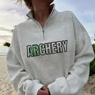 Shop Quarter-Zip Embroidered Sports Sweatshirt-S at Ruby Joy Boutique, a Women's Clothing Store in Pickerington, Ohio