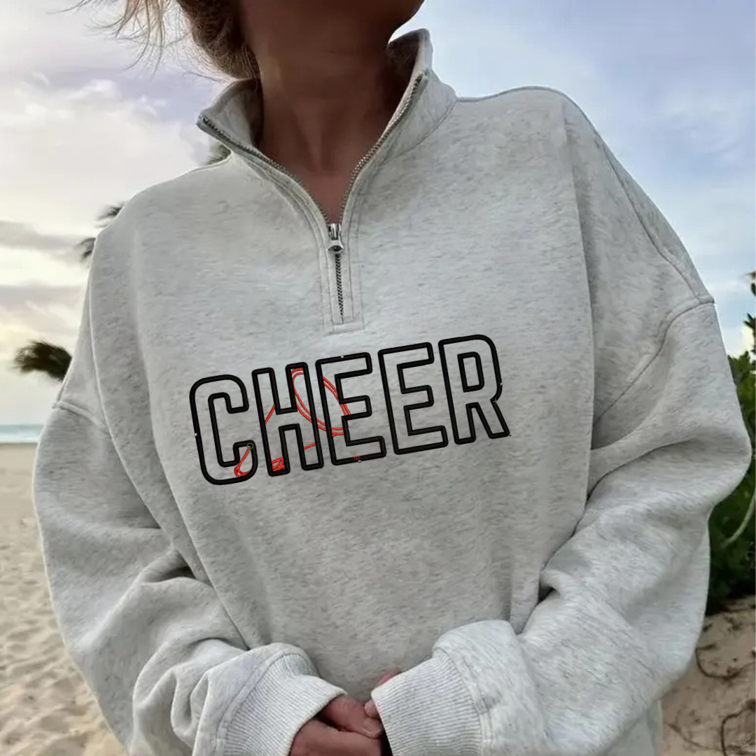 Shop Quarter-Zip Embroidered Sports Sweatshirt-S at Ruby Joy Boutique, a Women's Clothing Store in Pickerington, Ohio