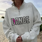 Shop Quarter-Zip Embroidered Sports Sweatshirt-S at Ruby Joy Boutique, a Women's Clothing Store in Pickerington, Ohio