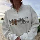 Shop Quarter-Zip Embroidered Sports Sweatshirt-S at Ruby Joy Boutique, a Women's Clothing Store in Pickerington, Ohio