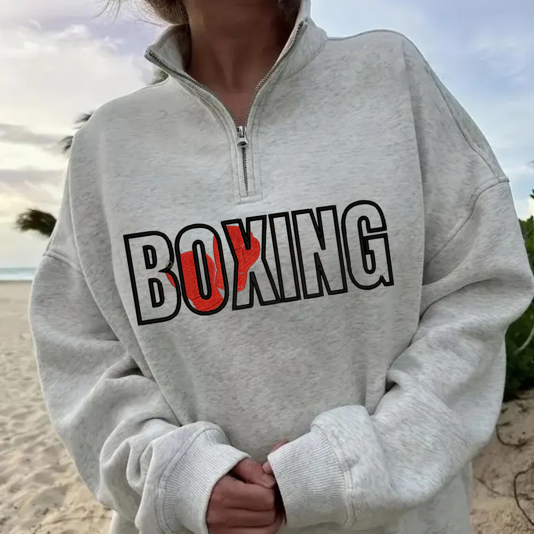 Shop Quarter-Zip Embroidered Sports Sweatshirt - Additional Sports-S at Ruby Joy Boutique, a Women's Clothing Store in Pickerington, Ohio