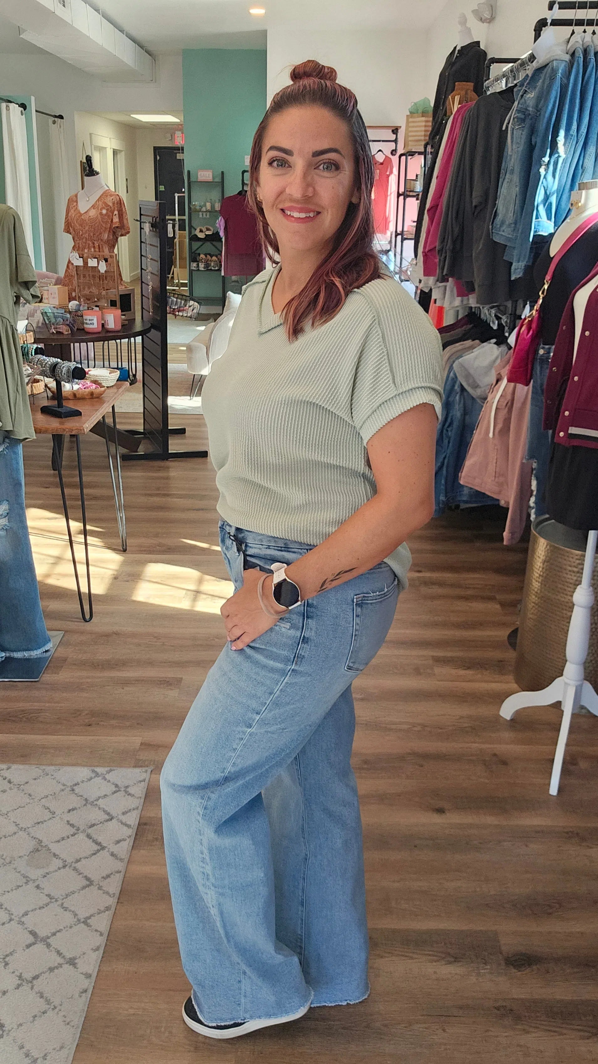 Shop Quinny Wide Leg Jeans | Mica Denim-Jeans at Ruby Joy Boutique, a Women's Clothing Store in Pickerington, Ohio