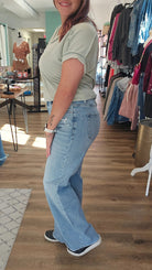 Shop Quinny Wide Leg Jeans | Mica Denim-Jeans at Ruby Joy Boutique, a Women's Clothing Store in Pickerington, Ohio