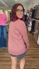 Shop Raglan Crew Neck - Rose- at Ruby Joy Boutique, a Women's Clothing Store in Pickerington, Ohio