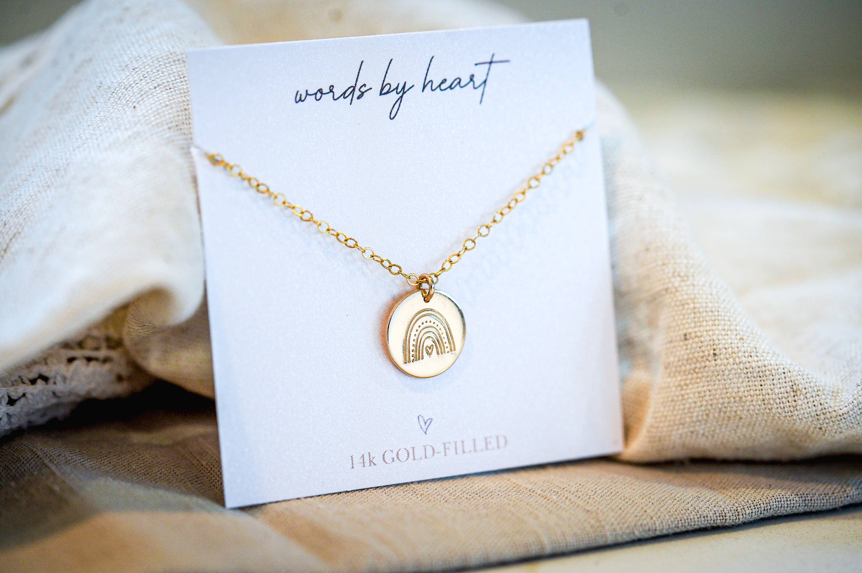 Shop Rainbow Stamped Charm Gold-filled Necklace-Necklaces at Ruby Joy Boutique, a Women's Clothing Store in Pickerington, Ohio