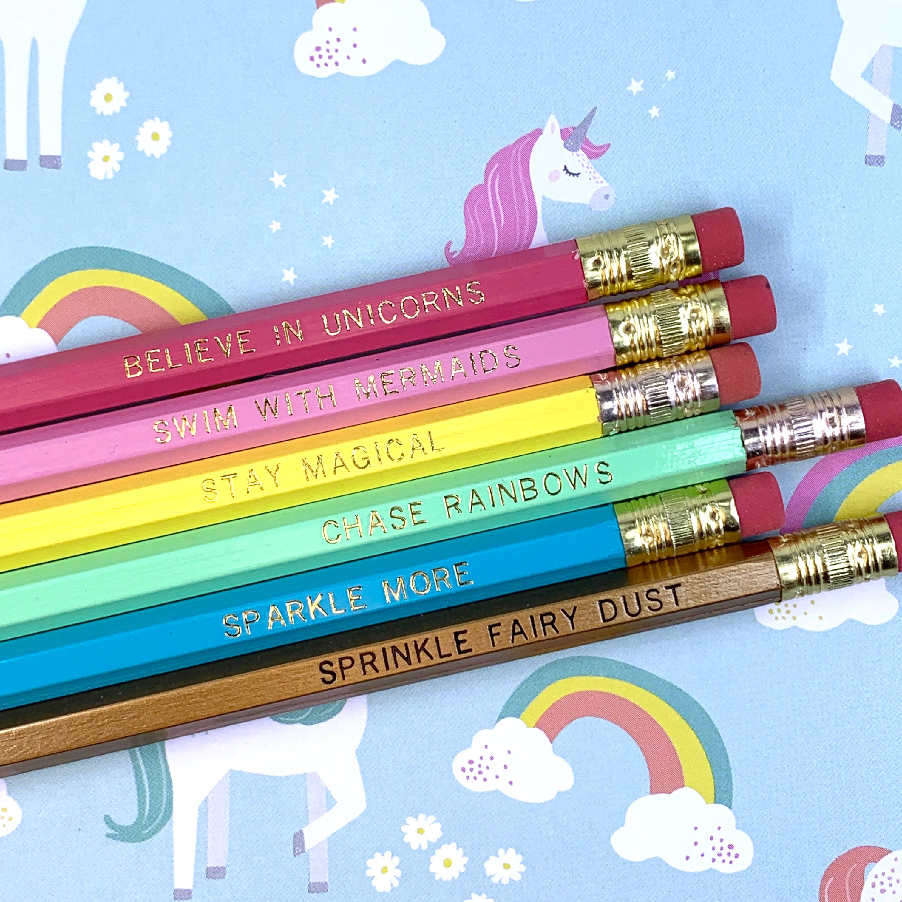 Shop Rainbows And Unicorns Pencils - Set of 6-Stationary at Ruby Joy Boutique, a Women's Clothing Store in Pickerington, Ohio