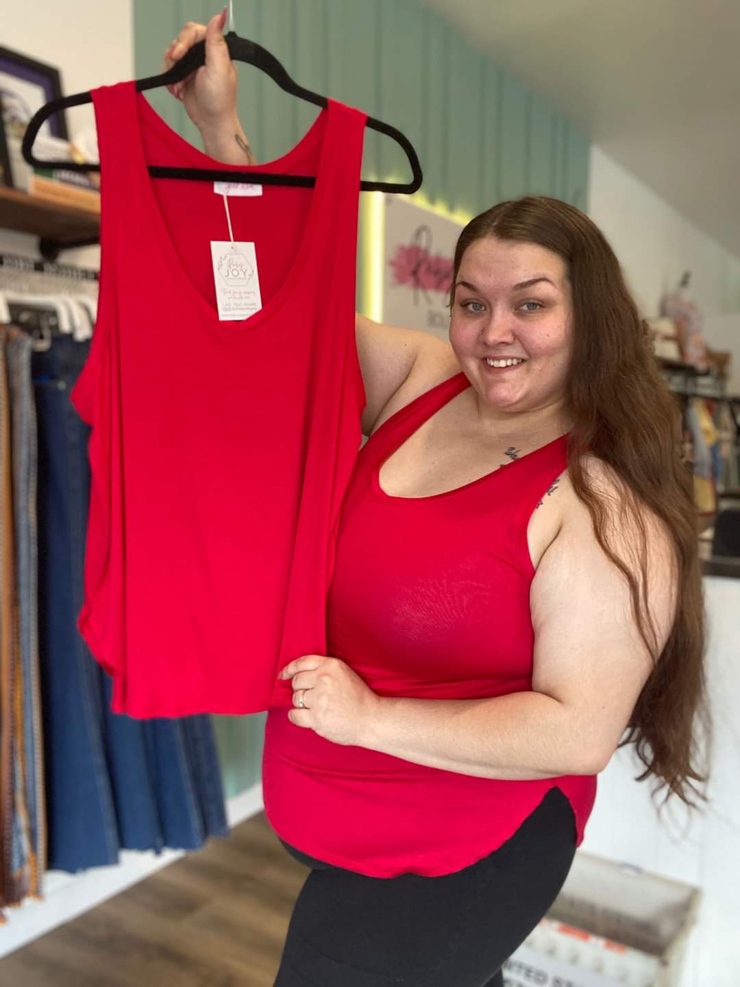 Shop Red Basic Tank-Shirts & Tops at Ruby Joy Boutique, a Women's Clothing Store in Pickerington, Ohio