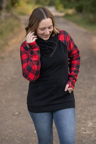 Shop Red and Black Buffalo Plaid ZipCowl-Sweatshirt at Ruby Joy Boutique, a Women's Clothing Store in Pickerington, Ohio