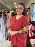 Shop Remy Babydoll Top-Short Sleeve Top at Ruby Joy Boutique, a Women's Clothing Store in Pickerington, Ohio