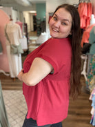 Shop Remy Babydoll Top-Short Sleeve Top at Ruby Joy Boutique, a Women's Clothing Store in Pickerington, Ohio