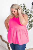 Shop Renee Ruffle Tank - Neon Pink- at Ruby Joy Boutique, a Women's Clothing Store in Pickerington, Ohio