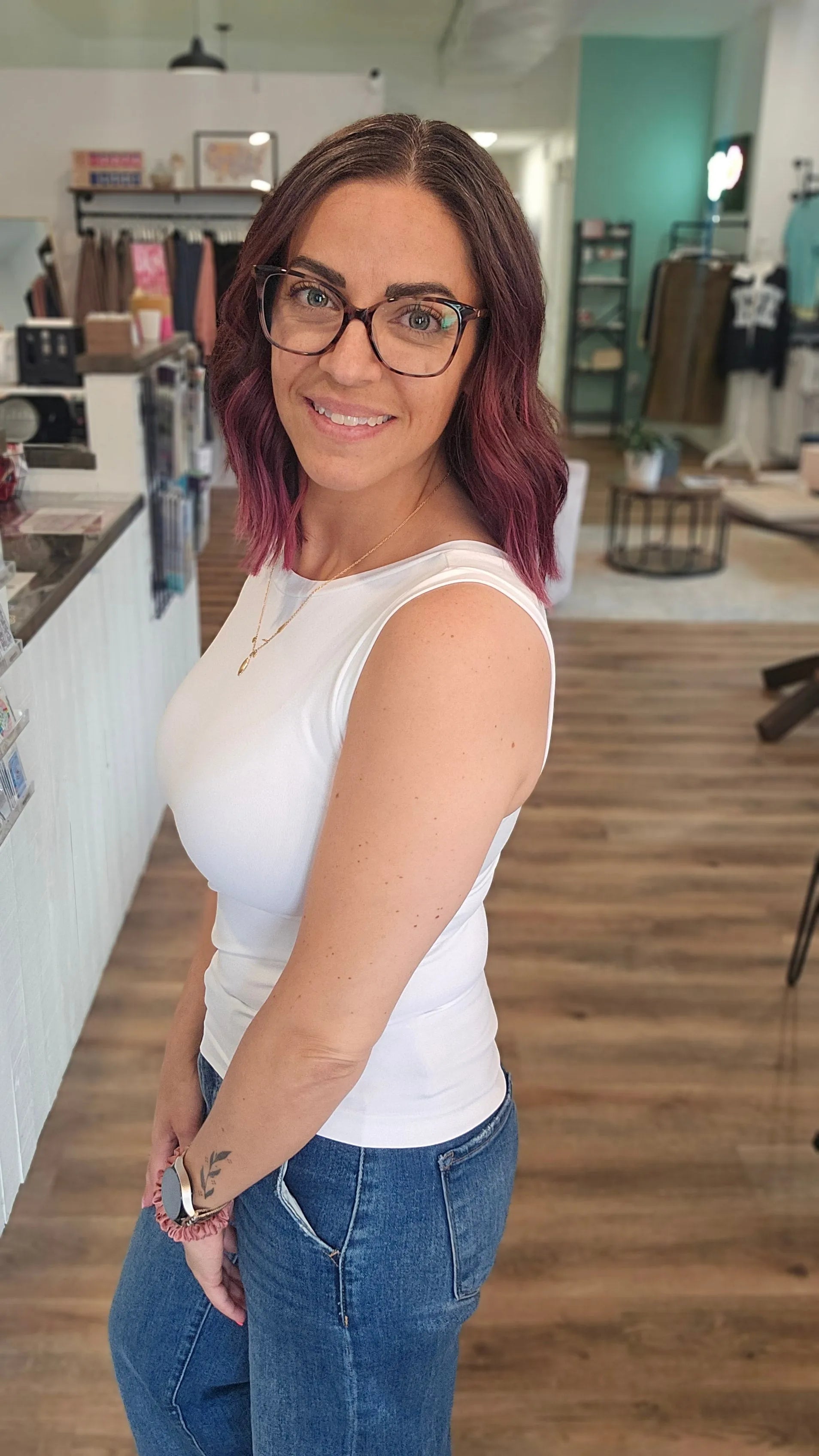 Shop Reversible High Low Neckline Seamless Tank- at Ruby Joy Boutique, a Women's Clothing Store in Pickerington, Ohio