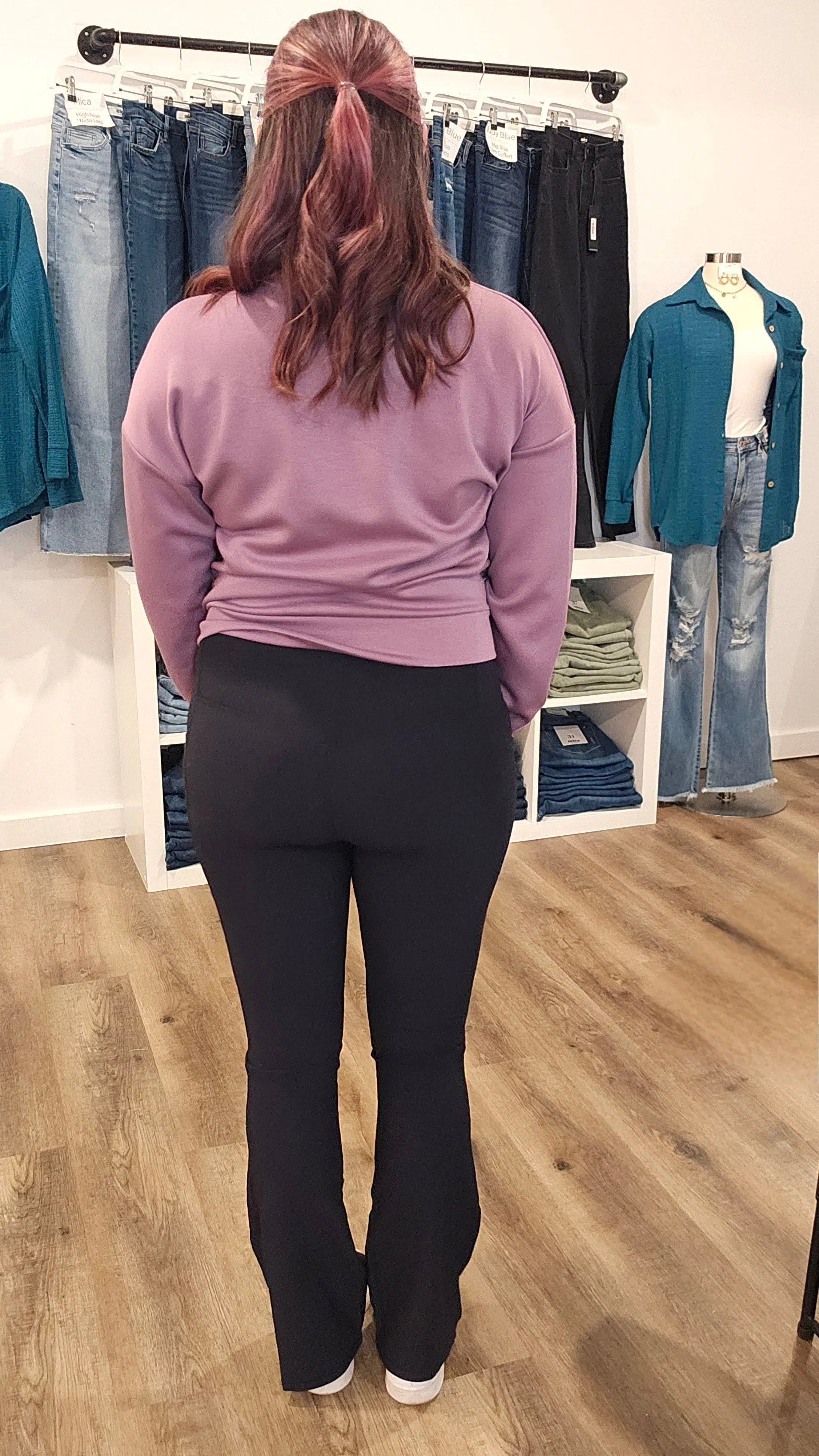 Shop Ribbed Flare Leggings-Leggings at Ruby Joy Boutique, a Women's Clothing Store in Pickerington, Ohio