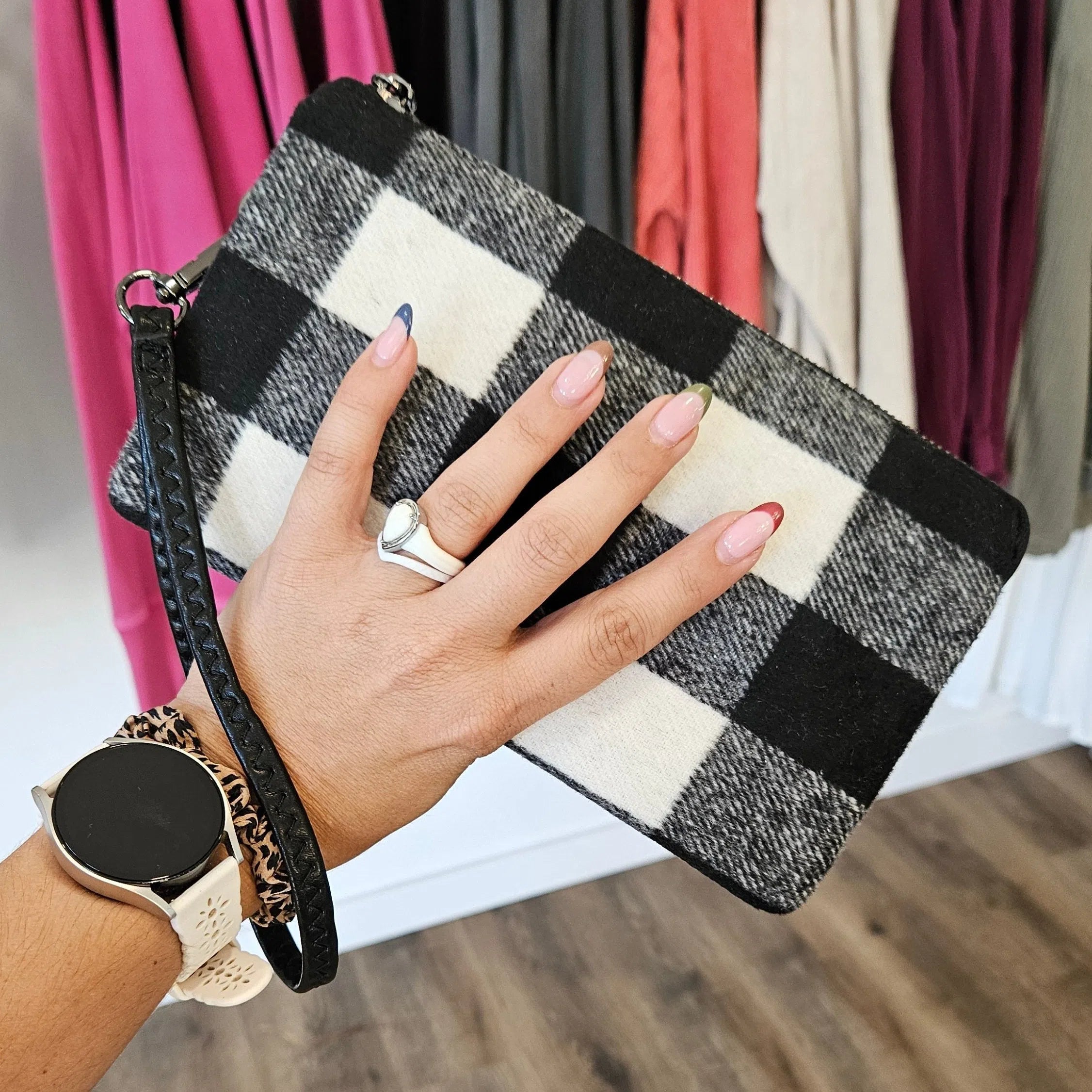 Shop Riley Crossbody/Wristlet Buffalo Plaid Flannel-Purse at Ruby Joy Boutique, a Women's Clothing Store in Pickerington, Ohio