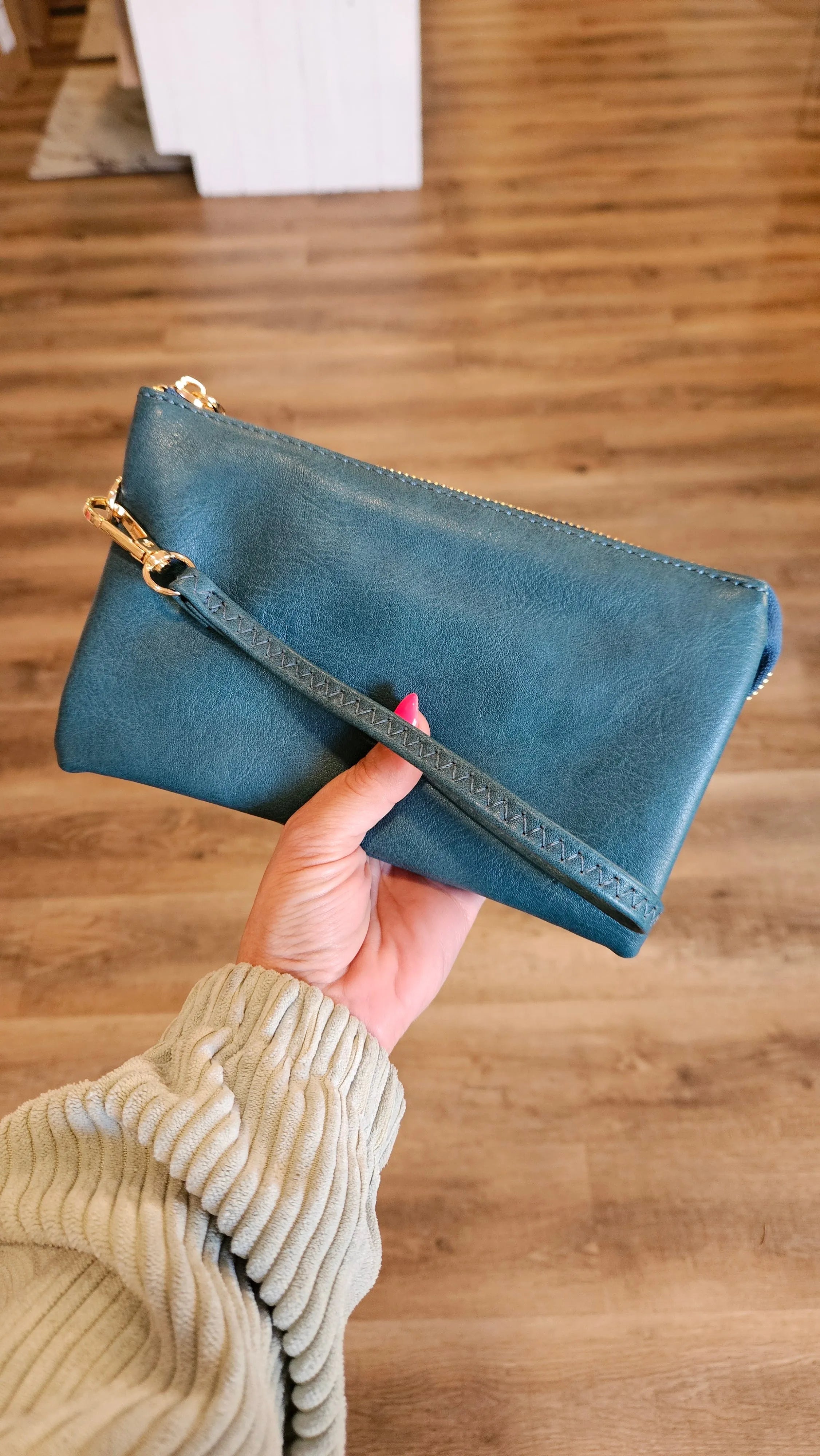 Shop Riley Crossbody/Wristlet Purse - Deep Teal- at Ruby Joy Boutique, a Women's Clothing Store in Pickerington, Ohio