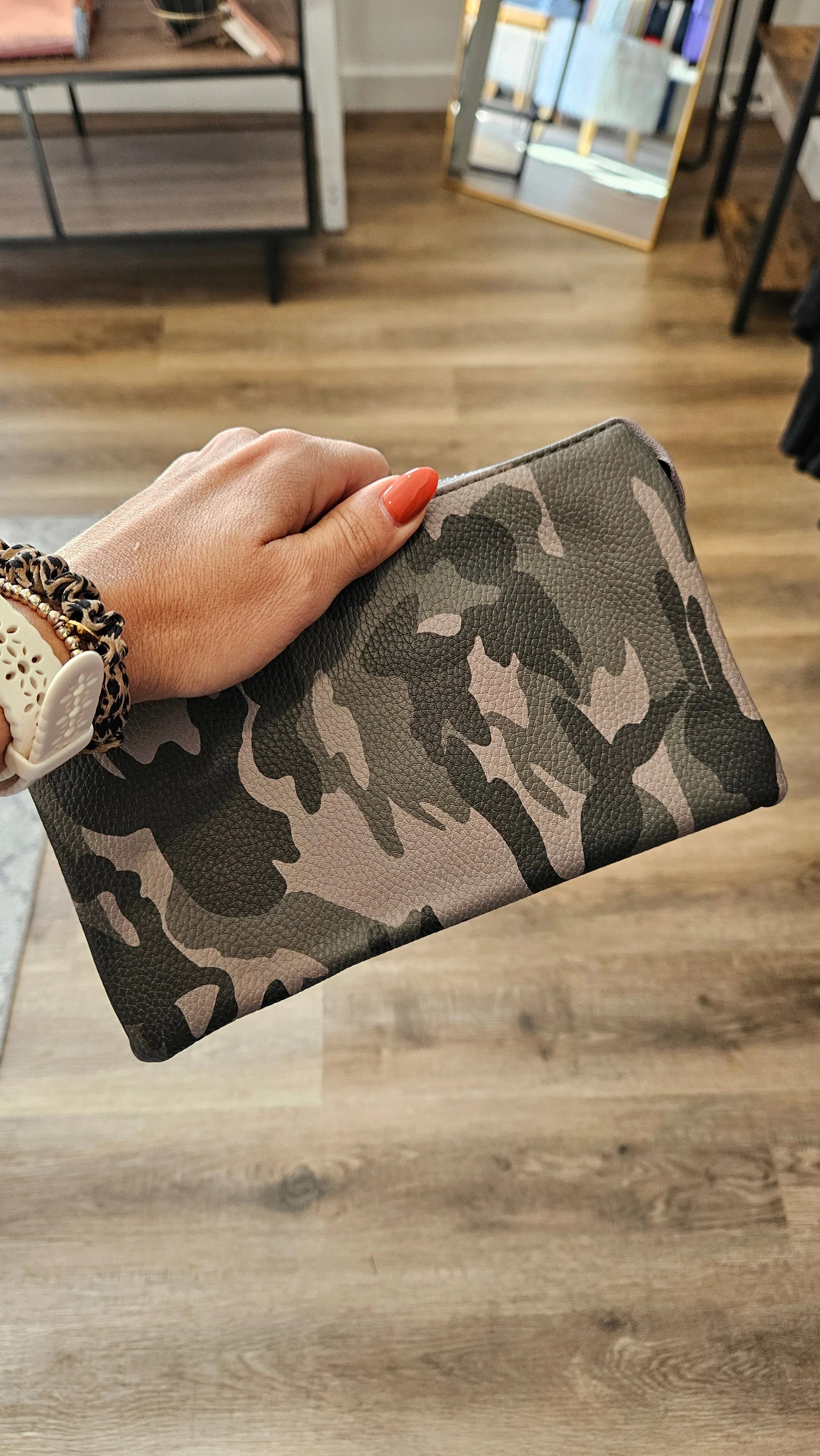 Shop Riley Crossbody/Wristlet Purses-Camouflage at Ruby Joy Boutique, a Women's Clothing Store in Pickerington, Ohio