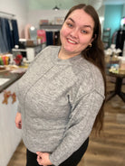Shop Round Neck Front Seam Sweater - Heather Gray- at Ruby Joy Boutique, a Women's Clothing Store in Pickerington, Ohio