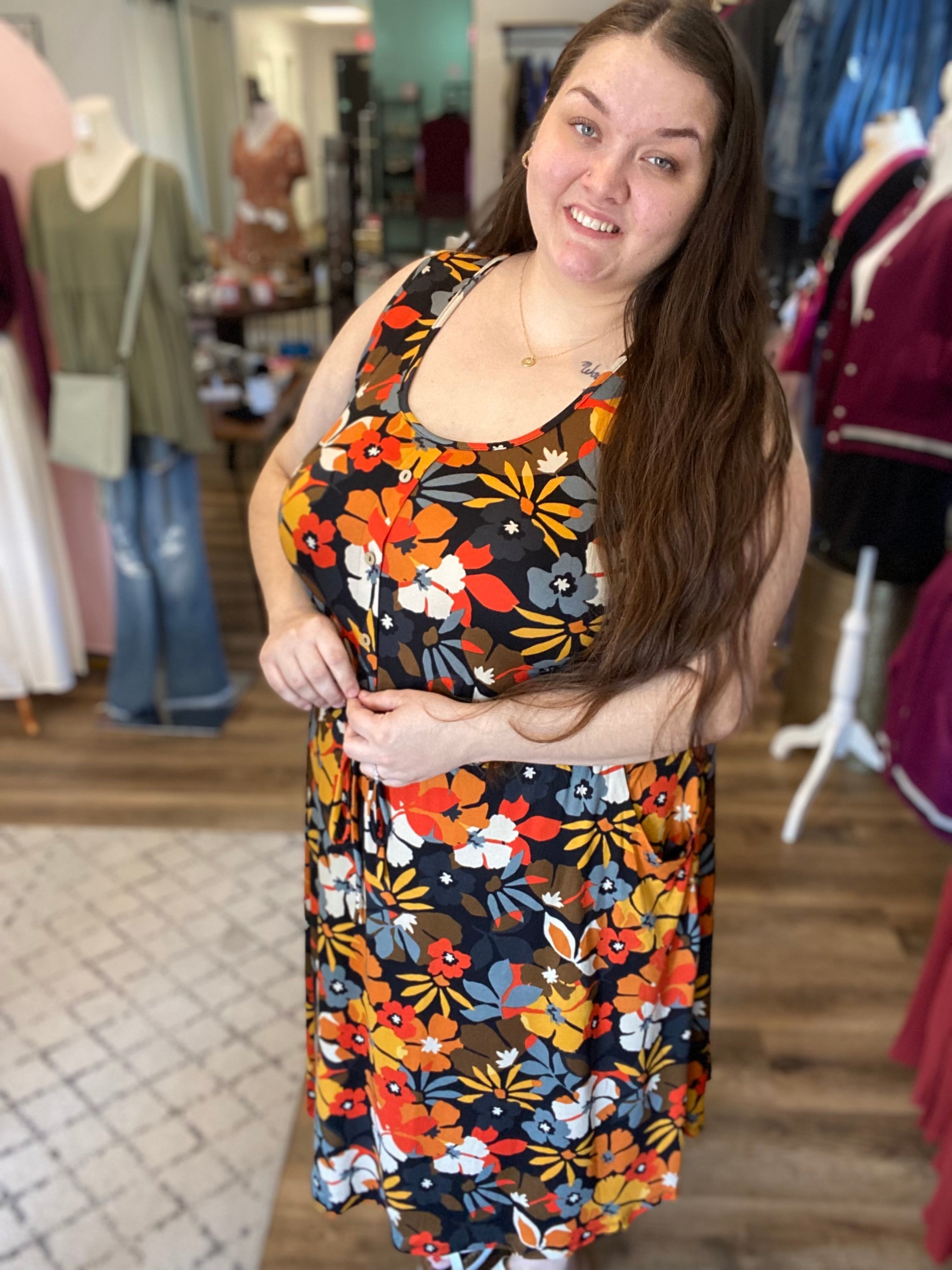 Shop Sadie Fall Floral Dress-Casual Dress at Ruby Joy Boutique, a Women's Clothing Store in Pickerington, Ohio