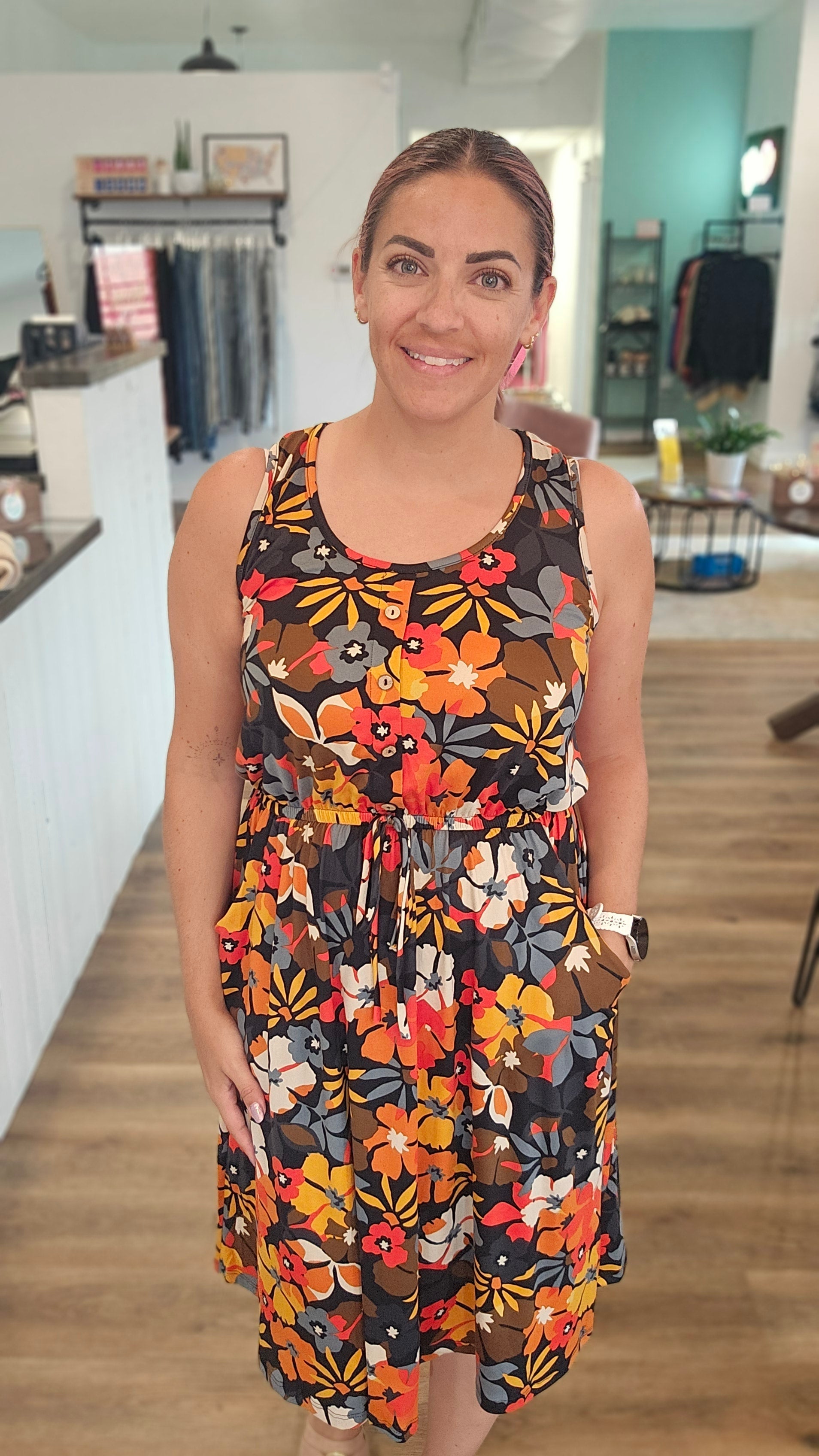 Shop Sadie Fall Floral Dress-Casual Dress at Ruby Joy Boutique, a Women's Clothing Store in Pickerington, Ohio