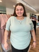 Shop Saige Puff Sleeve Ribbed Tee-Shirts & Tops at Ruby Joy Boutique, a Women's Clothing Store in Pickerington, Ohio