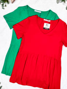 Shop Sarah Ruffle Short Sleeve - Green- at Ruby Joy Boutique, a Women's Clothing Store in Pickerington, Ohio