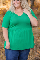 Shop Sarah Ruffle Short Sleeve - Green- at Ruby Joy Boutique, a Women's Clothing Store in Pickerington, Ohio