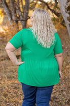 Shop Sarah Ruffle Short Sleeve - Green- at Ruby Joy Boutique, a Women's Clothing Store in Pickerington, Ohio