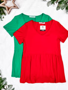 Shop Sarah Ruffle Short Sleeve - Green- at Ruby Joy Boutique, a Women's Clothing Store in Pickerington, Ohio