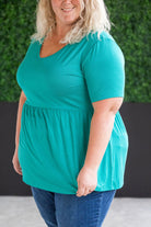 Shop Sarah Ruffle Short Sleeve - Teal- at Ruby Joy Boutique, a Women's Clothing Store in Pickerington, Ohio