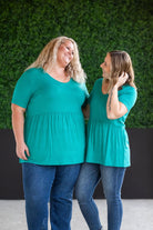 Shop Sarah Ruffle Short Sleeve - Teal- at Ruby Joy Boutique, a Women's Clothing Store in Pickerington, Ohio