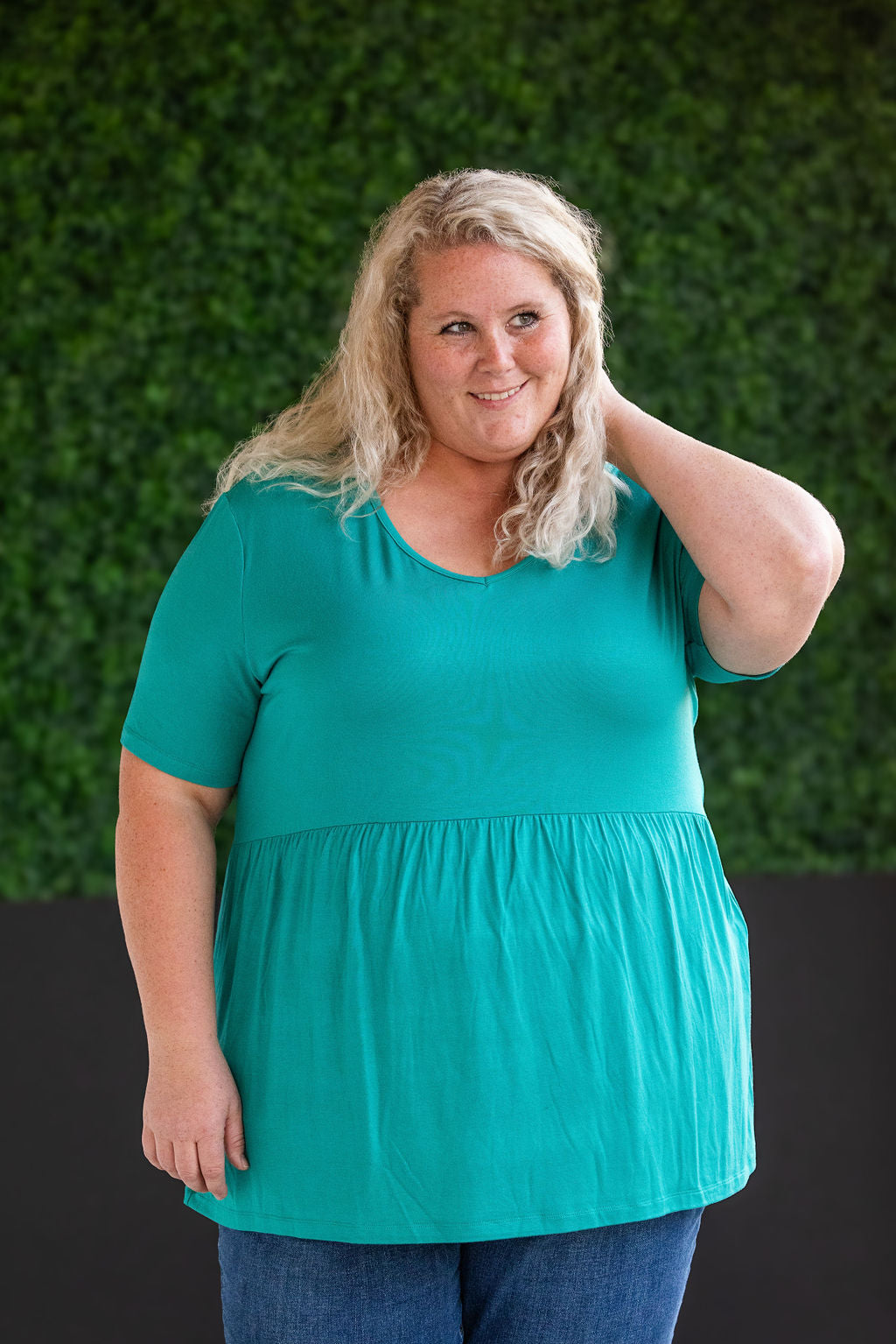 Shop Sarah Ruffle Short Sleeve - Teal- at Ruby Joy Boutique, a Women's Clothing Store in Pickerington, Ohio