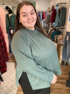 Shop Scuba Pullover with Side Slits - Forest Green- at Ruby Joy Boutique, a Women's Clothing Store in Pickerington, Ohio