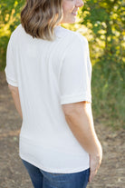 Shop Selene Relaxed Top - White-Tops at Ruby Joy Boutique, a Women's Clothing Store in Pickerington, Ohio