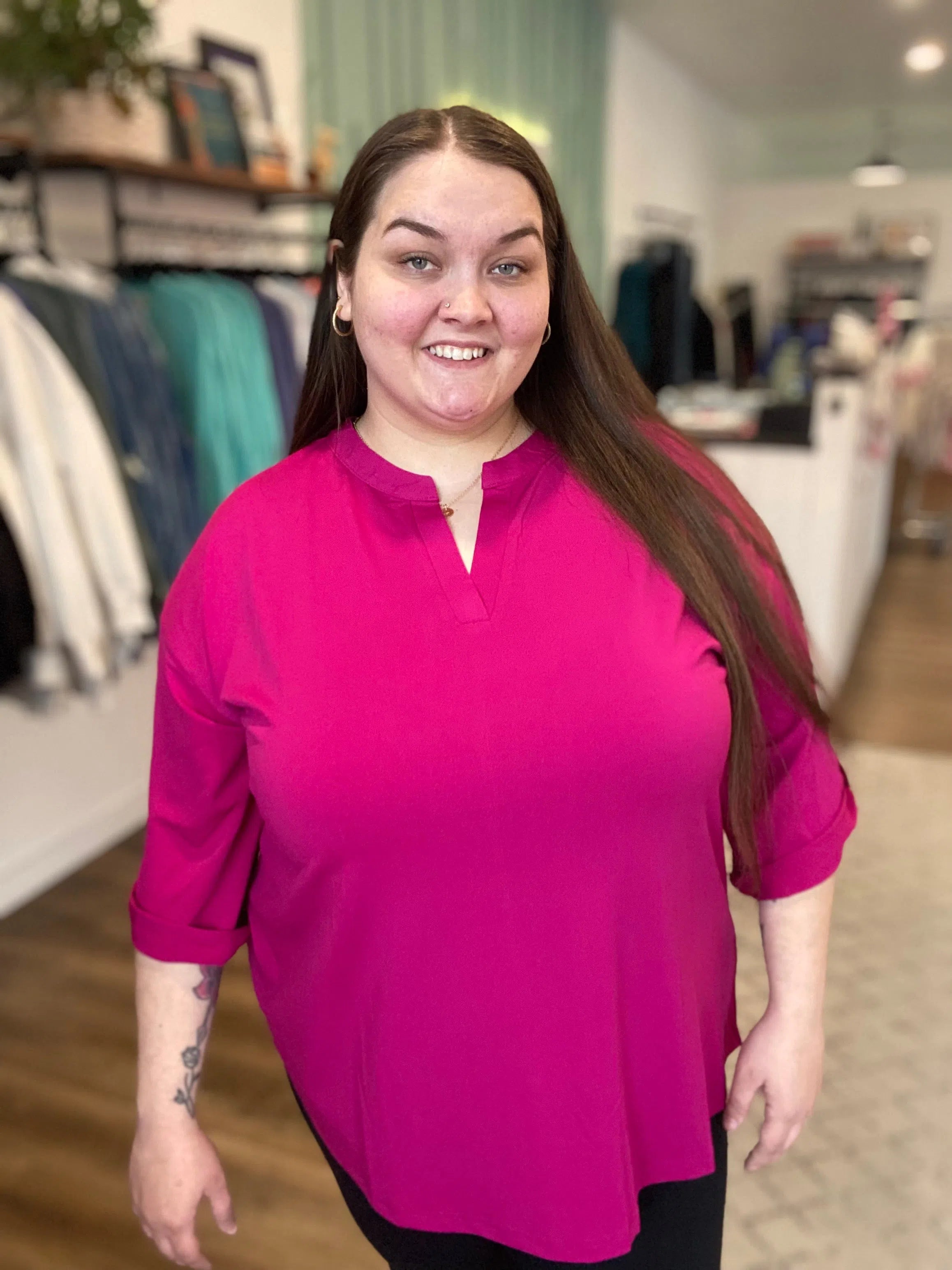 Shop Serena Tab-Sleeve Top- at Ruby Joy Boutique, a Women's Clothing Store in Pickerington, Ohio