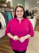 Shop Serena Tab-Sleeve Top- at Ruby Joy Boutique, a Women's Clothing Store in Pickerington, Ohio