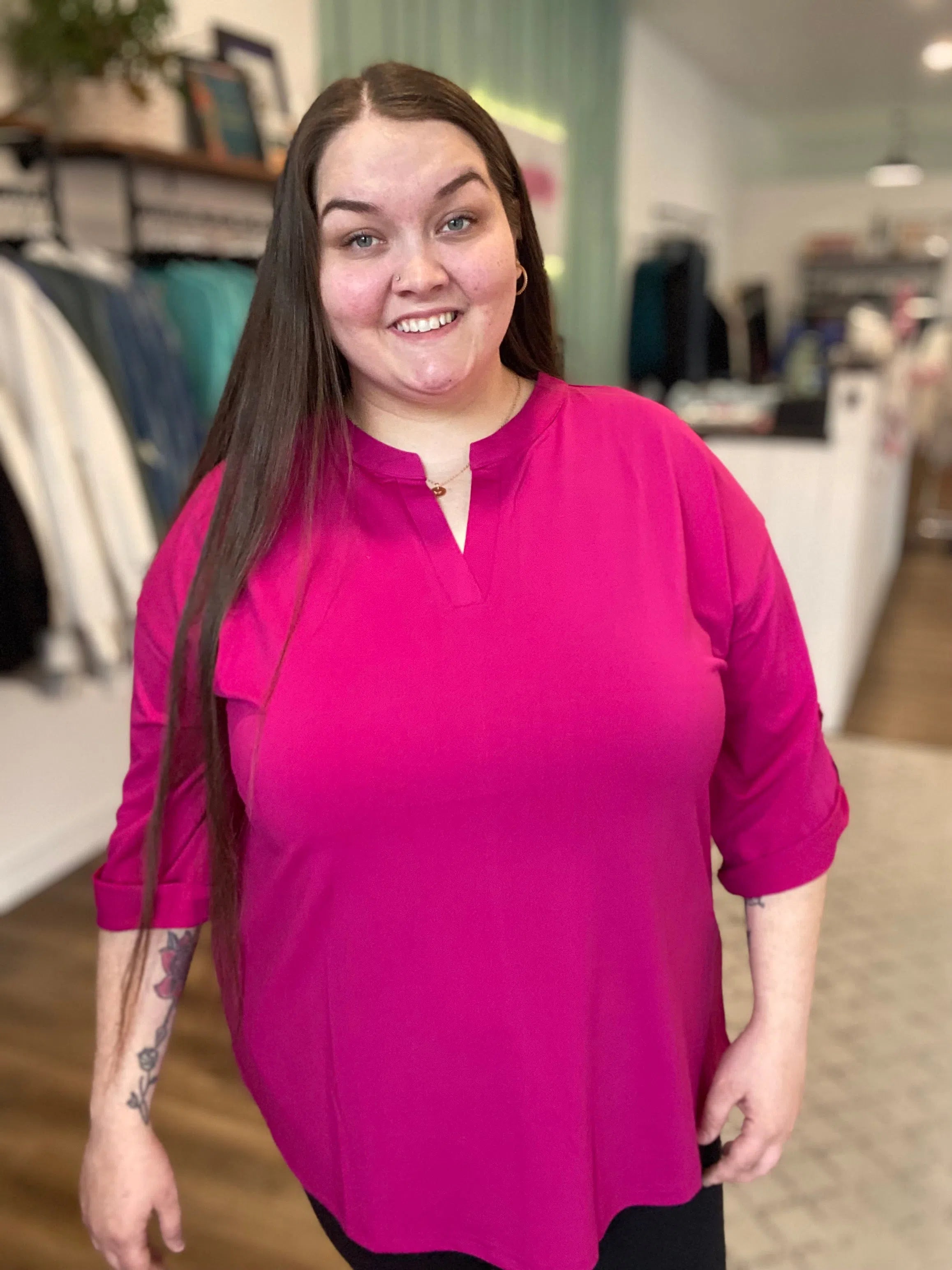 Shop Serena Tab-Sleeve Top-XL at Ruby Joy Boutique, a Women's Clothing Store in Pickerington, Ohio