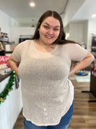 Shop Sheer Slub Knit Tee-Shirts & Tops at Ruby Joy Boutique, a Women's Clothing Store in Pickerington, Ohio