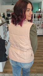 Shop Side Tie Quilted Puffer Vest - Tan- at Ruby Joy Boutique, a Women's Clothing Store in Pickerington, Ohio