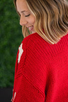 Shop Snowflake Cardigan - Red-Cardigan at Ruby Joy Boutique, a Women's Clothing Store in Pickerington, Ohio