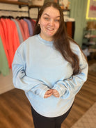 Shop Solid Corded Crew - Sky Blue-Sweatshirt at Ruby Joy Boutique, a Women's Clothing Store in Pickerington, Ohio