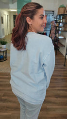 Shop Solid Corded Crew - Sky Blue-Sweatshirt at Ruby Joy Boutique, a Women's Clothing Store in Pickerington, Ohio