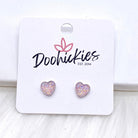 Shop Sparkle Heart Stud Earrings-Pink at Ruby Joy Boutique, a Women's Clothing Store in Pickerington, Ohio