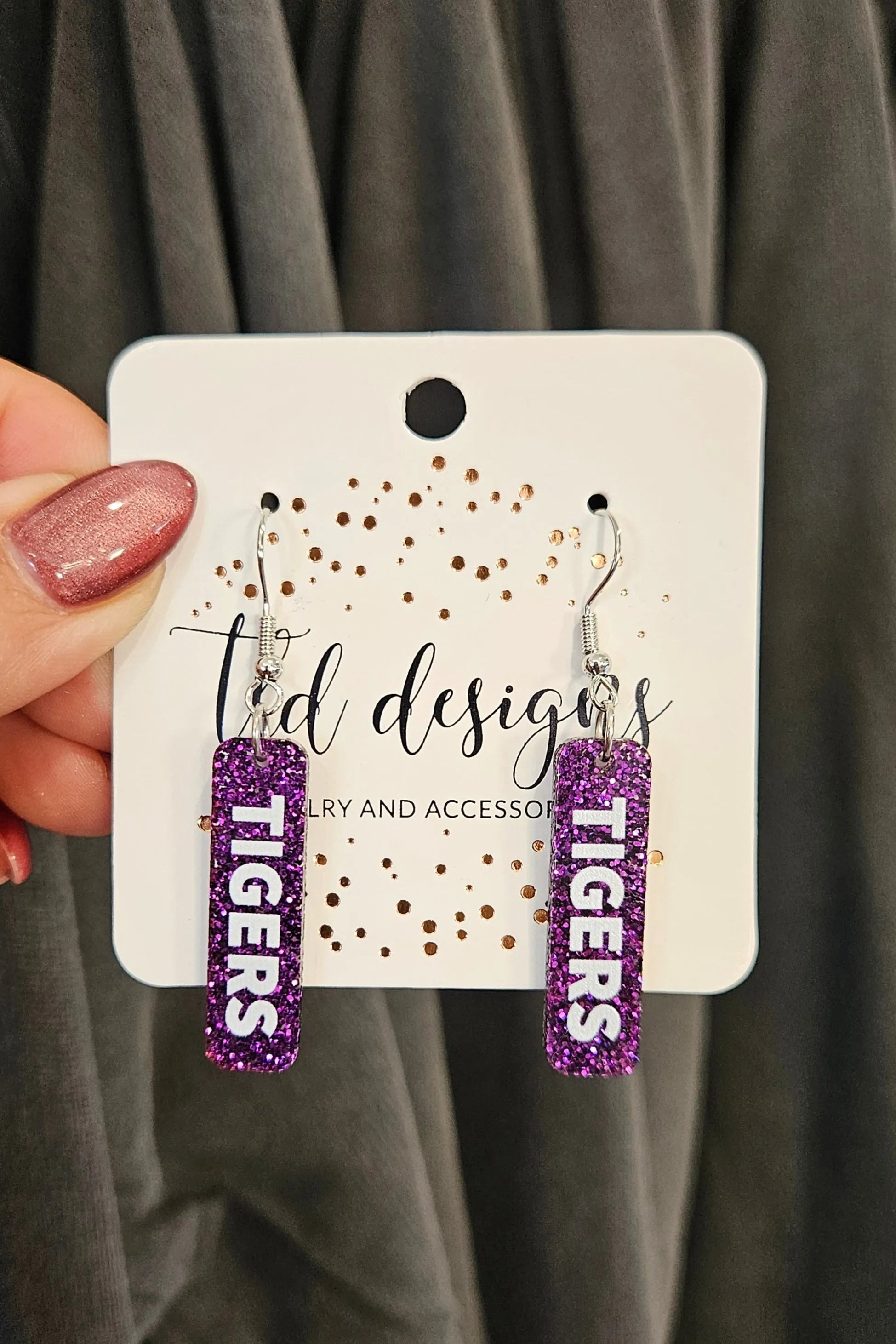 Shop Spirit Dangle Earrings - Tigers- at Ruby Joy Boutique, a Women's Clothing Store in Pickerington, Ohio