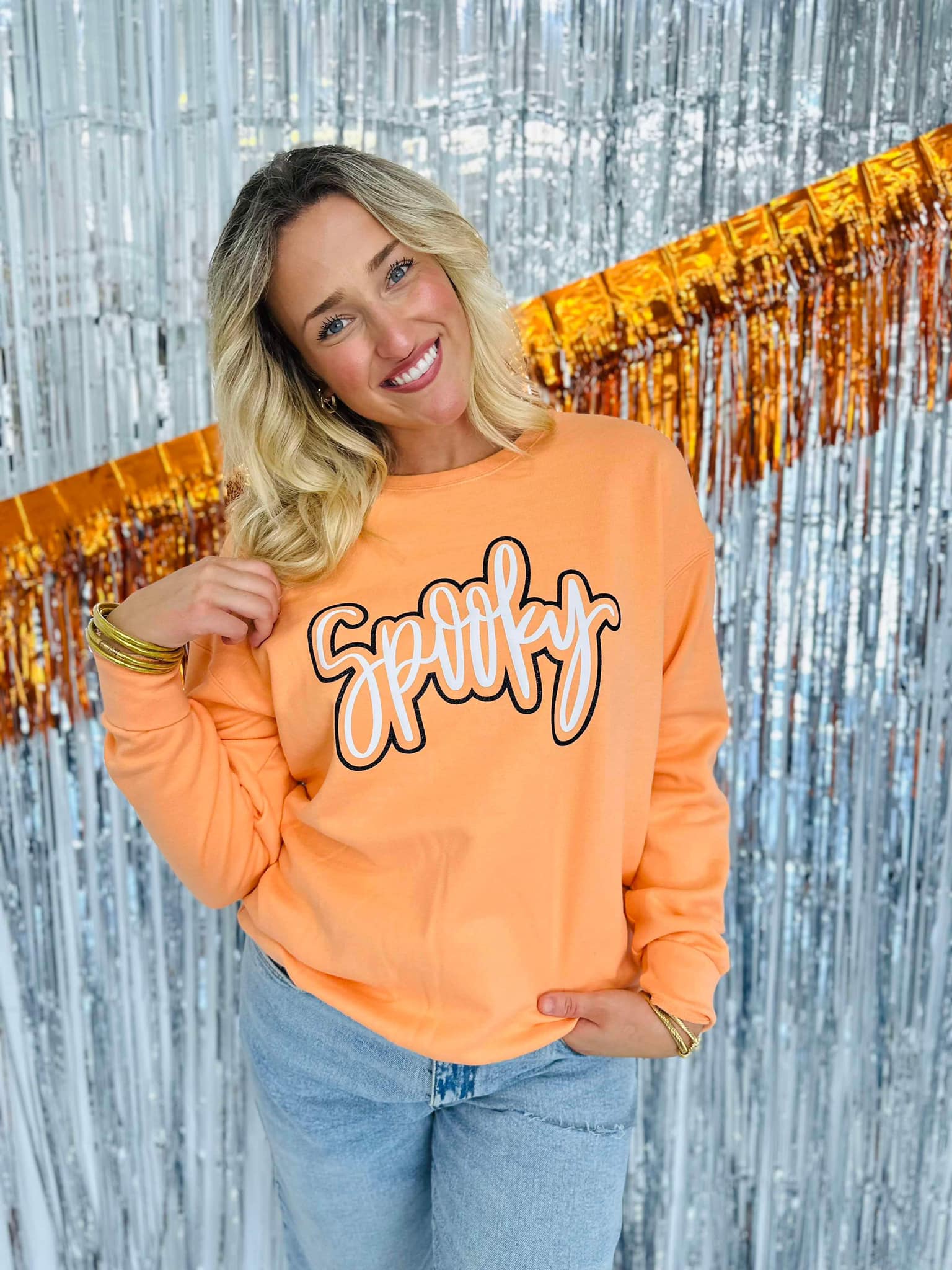 Shop Spooky Glitter & Puff Combo Graphic- at Ruby Joy Boutique, a Women's Clothing Store in Pickerington, Ohio