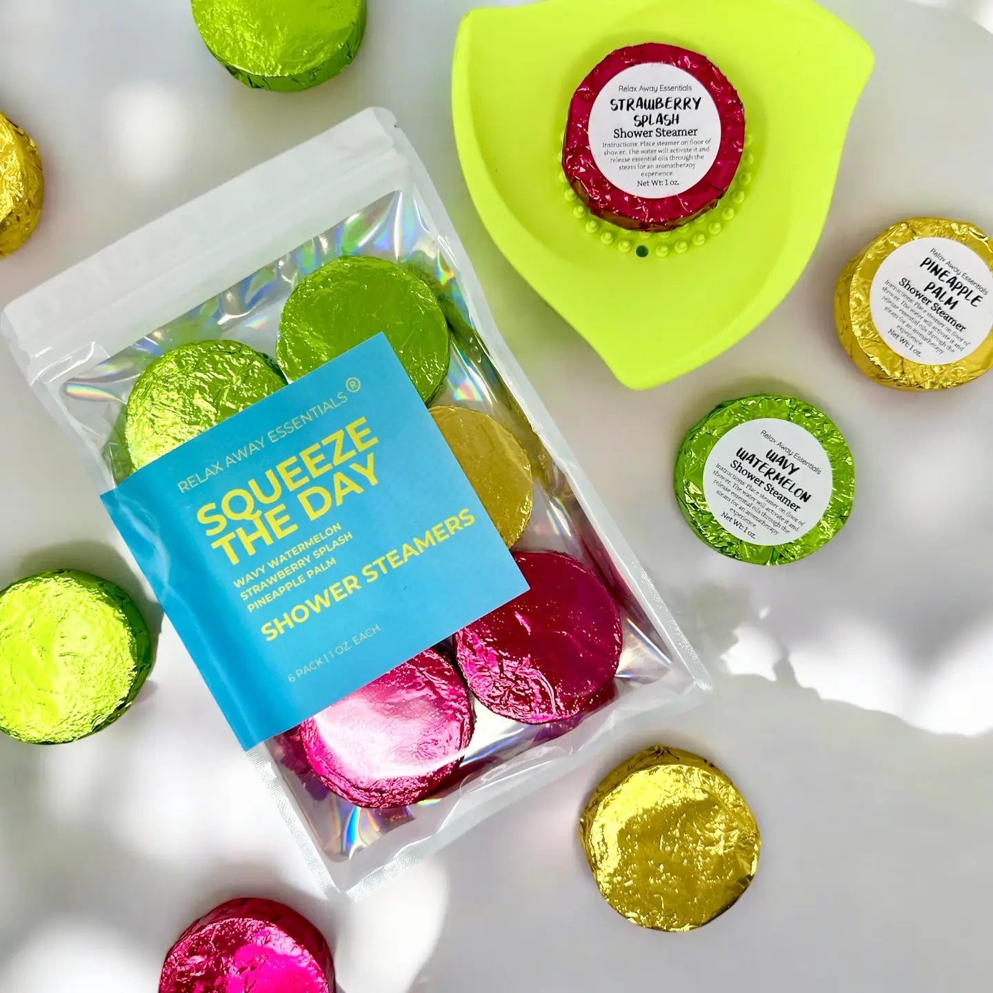 Shop Squeeze The Day Shower Steamers 6 Pack - Made in USA- at Ruby Joy Boutique, a Women's Clothing Store in Pickerington, Ohio