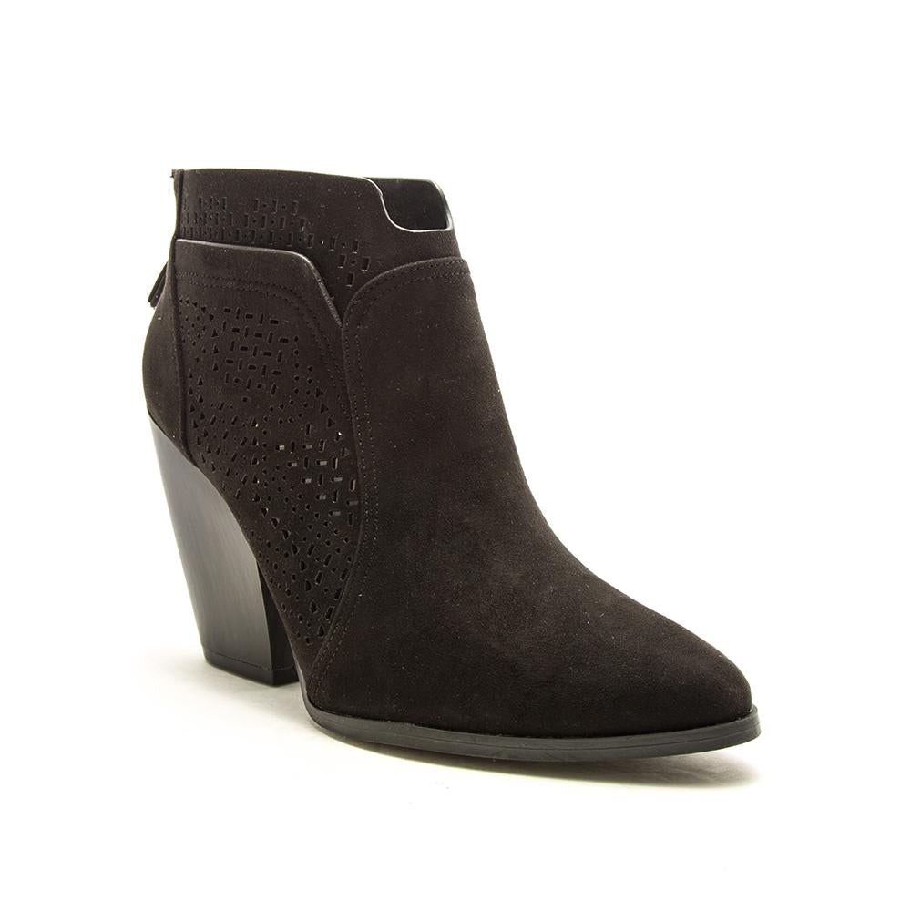 Shop Stanley Black Suede Perforated Bootie-Booties at Ruby Joy Boutique, a Women's Clothing Store in Pickerington, Ohio