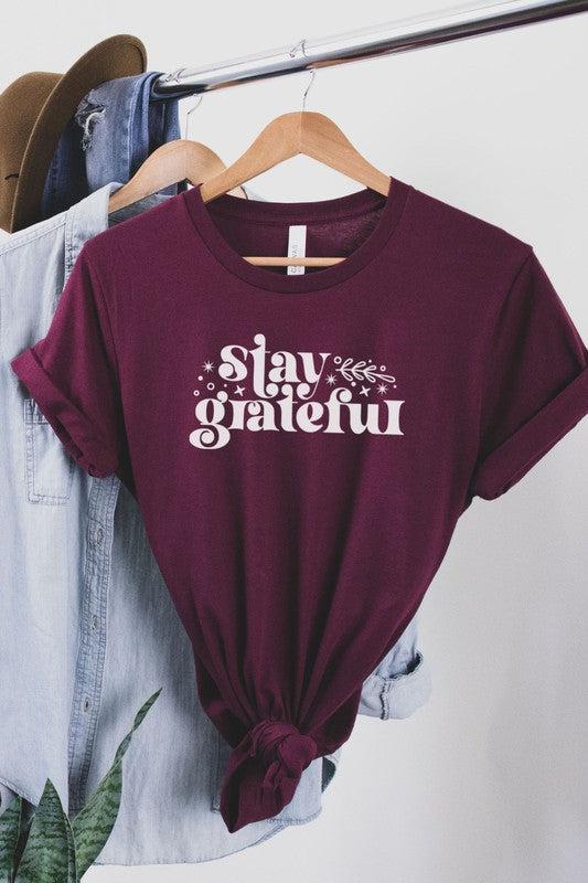 Shop Stay Grateful Tee-Graphic Tee at Ruby Joy Boutique, a Women's Clothing Store in Pickerington, Ohio